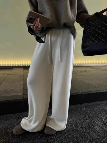 Pantaloni casual pentru femei din lână, croială largă, talie medie, amestec lână-poliester 30–50%, brand X-Doublee