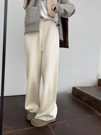 Pantaloni casual pentru femei din lână, croială largă, talie medie, amestec lână-poliester 30–50%, brand X-Doublee