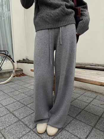 Pantaloni casual pentru femei din lână, croială largă, talie medie, amestec lână-poliester 30–50%, brand X-Doublee