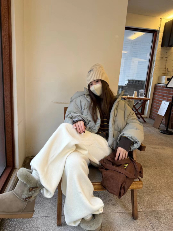 Pantaloni casual pentru femei din lână, croială largă, talie medie, amestec lână-poliester 30–50%, brand X-Doublee