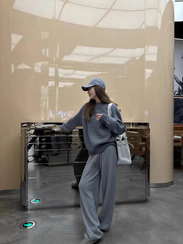 Pantaloni casual pentru femei din lână, croială largă, talie medie, amestec lână-poliester 30–50%, brand X-Doublee