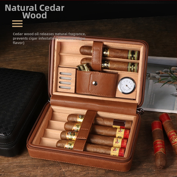 Пура хумидор Forten от кожа и дърво, стил: класически, прост и лек лукс, без персонализация