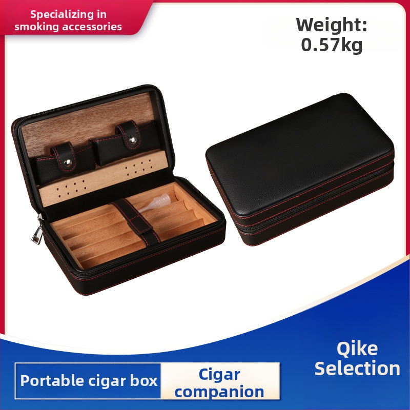 Пура хумидор Forten от кожа и дърво, стил: класически, прост и лек лукс, без персонализация