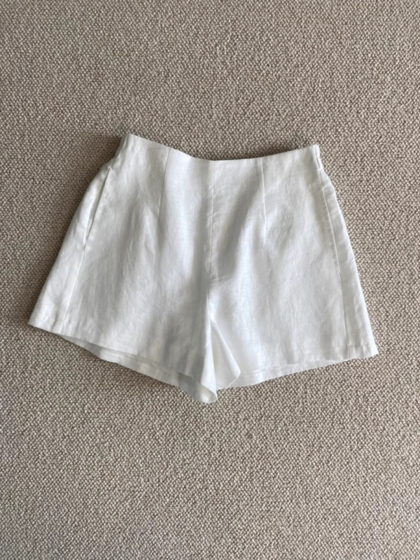 Pantaloni casual din amestec de in și bumbac, talie înaltă, stil japonez, lungime 3/4, micro-elastic