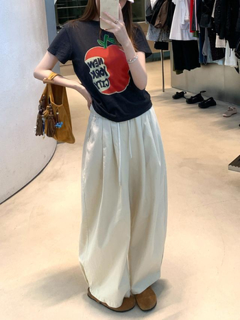 Γυναικείοι βαμβακεροί παντελόνες ίσιας γραμμής, ψηλόμεσες, μακριές, patchwork λεπτομέρεια, 95% βαμβάκι