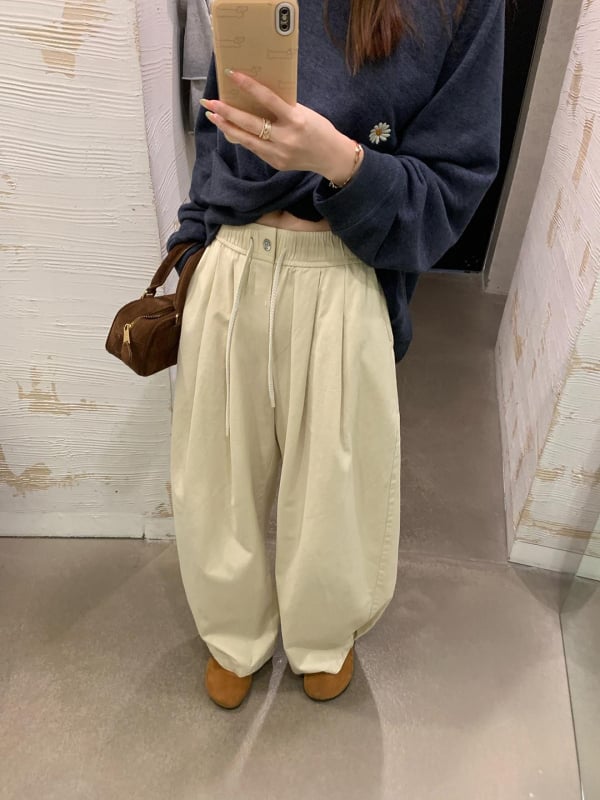 Γυναικείοι βαμβακεροί παντελόνες ίσιας γραμμής, ψηλόμεσες, μακριές, patchwork λεπτομέρεια, 95% βαμβάκι