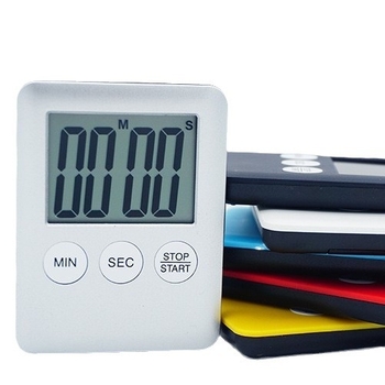 Cronometru electronic de tip countdown cu ecran LED mare, alimentat cu baterii, alarmă și cronograf