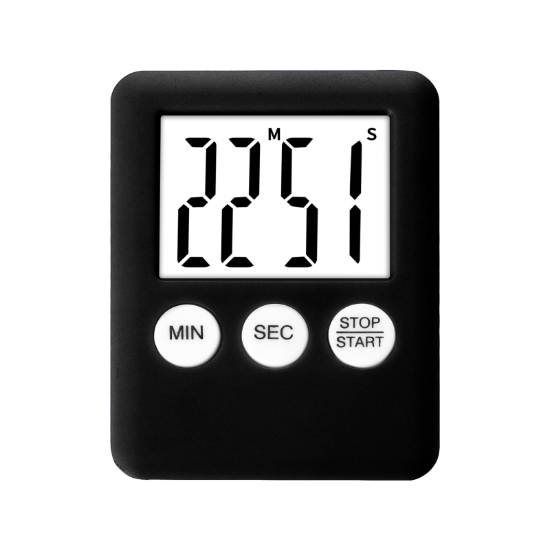 Cronometru electronic de tip countdown cu ecran LED mare, alimentat cu baterii, alarmă și cronograf