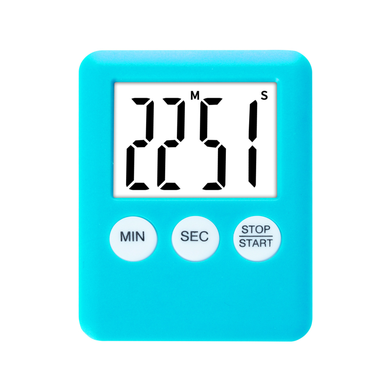 Cronometru electronic de tip countdown cu ecran LED mare, alimentat cu baterii, alarmă și cronograf