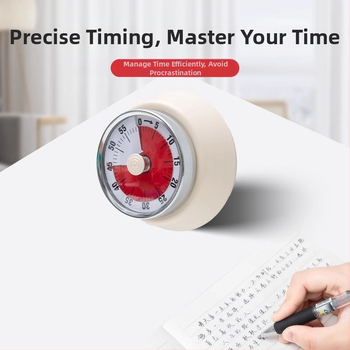 Cronometru vizual mecanic cu montaj magnetic pentru bucătărie și studiu – carcasă rotundă din ABS, acționare manuală, afișaj cu indicator, cronometru