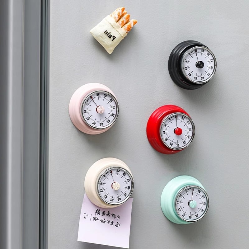Cronometru vizual mecanic cu montaj magnetic pentru bucătărie și studiu – carcasă rotundă din ABS, acționare manuală, afișaj cu indicator, cronometru