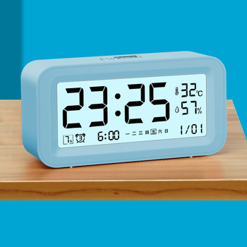 Studentų elektroninis žadintuvas su LCD ekranu, baterijomis maitinamas, Seiko mechanizmas, termometras ir drėgmės matavimas