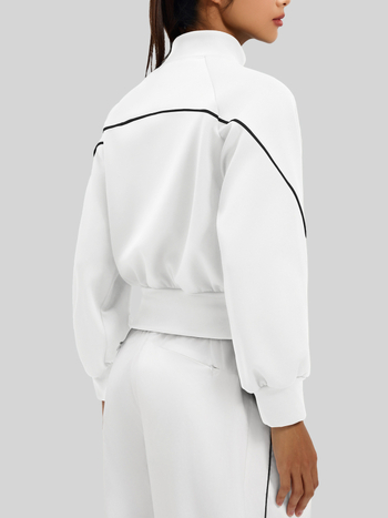 Moteriška rudens-žiemos lauko striukė su stand-up apykakle, storas poliesterio audinys, Peach Fleece pamušalas