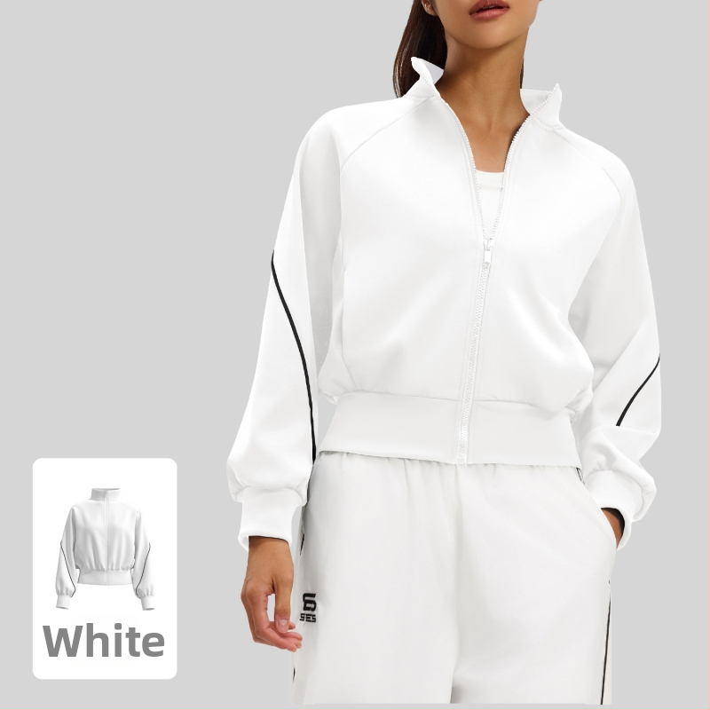 Moteriška rudens-žiemos lauko striukė su stand-up apykakle, storas poliesterio audinys, Peach Fleece pamušalas