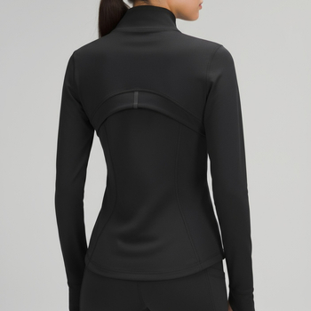 Moteriška jogos ir fitneso striukė, siauras siluetas, Nylon-Spandex audinys, apvalus kaklas, ilgomis rankovėmis, itin lengva