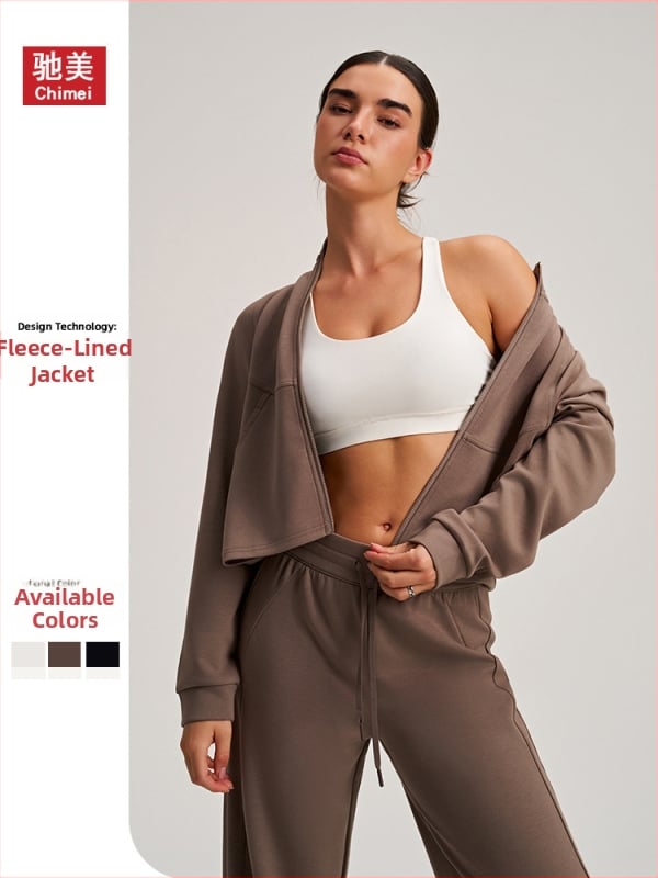 Moteriška sportinė išorinė striukė su aukšta apykakle, ilgomis rankovėmis, siaura silueta, didelė kišenė, rudens kasdienis stilius