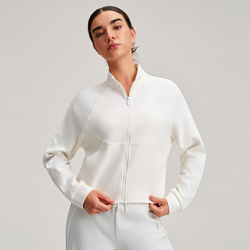 Moteriška sportinė išorinė striukė su aukšta apykakle, ilgomis rankovėmis, siaura silueta, didelė kišenė, rudens kasdienis stilius