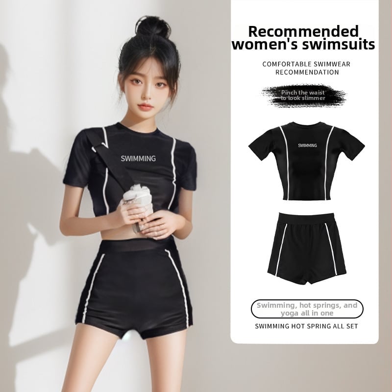 Dámske dvojdielne plavky s dlhým rukávom, rýchloschnúce, s vypchávkou na hrudi, 88% polyester