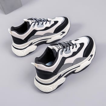 Adidași damă cu talpă groasă, exterior PU, talpă PVC, toc mediu 3–5 cm, EVA talpă, căptușeală din plasă respirabilă