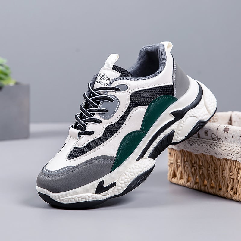 Adidași damă cu talpă groasă, exterior PU, talpă PVC, toc mediu 3–5 cm, EVA talpă, căptușeală din plasă respirabilă