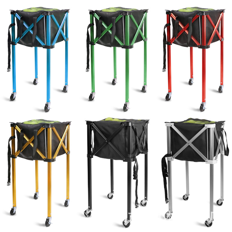 Sklopný tenisový vozík z hliníkovej zliatiny, košík na loptičky z Oxford textílie a zberač loptičiek