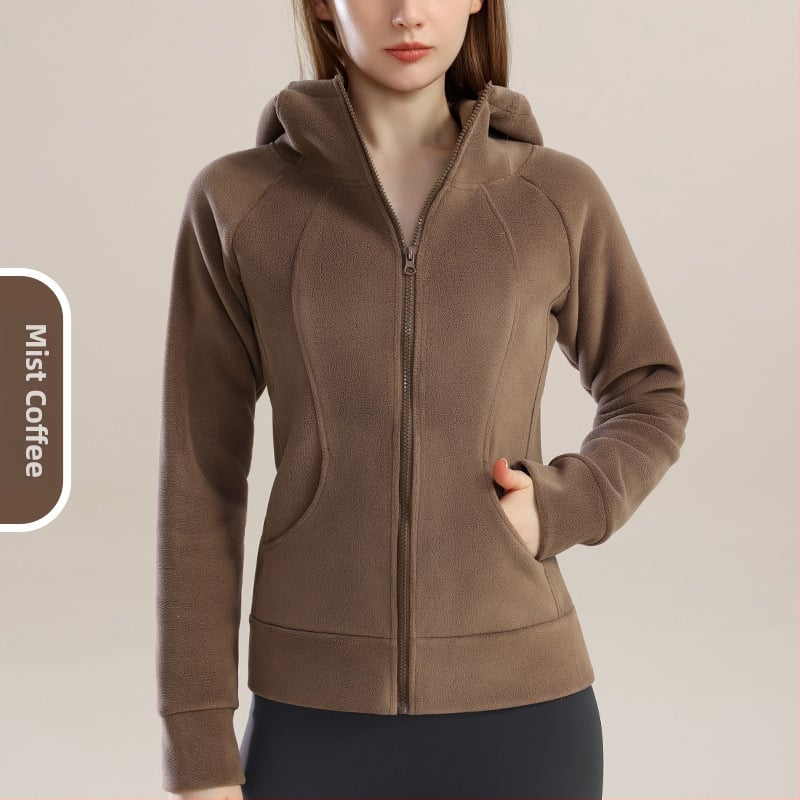 Moteriška stora sportinė striukė su gobtuvu žiemai – poliesterio išorinis audinys, poliesterio pamušalas, ilgos rankovės