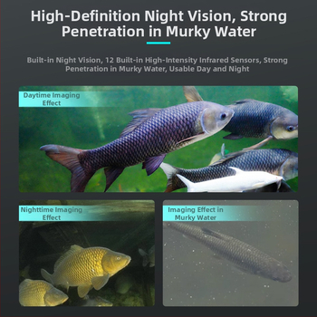 Allveese kalapüügi kaamera öise nägemisega, kaasaskantav HD pilt, kohandatav detektor (Sügavus: 0.6–73 m; Toide: DC 10–18V; Kaabel: 10–30 m)