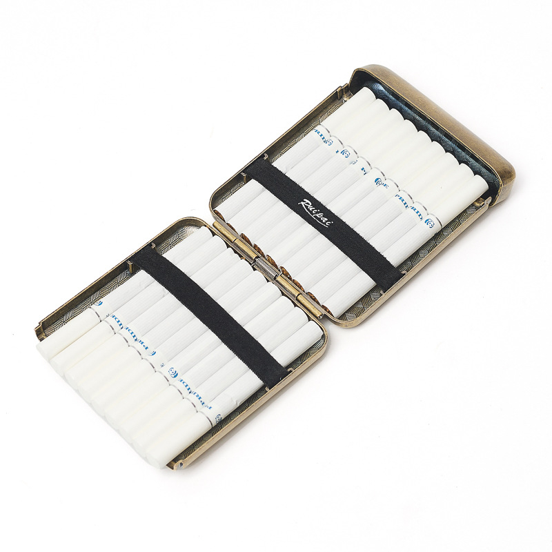 Метална кутия за цигари с двустранен капак, вместимост 20 цигари, преносима и устойчива на натиск, минималистичен дизайн