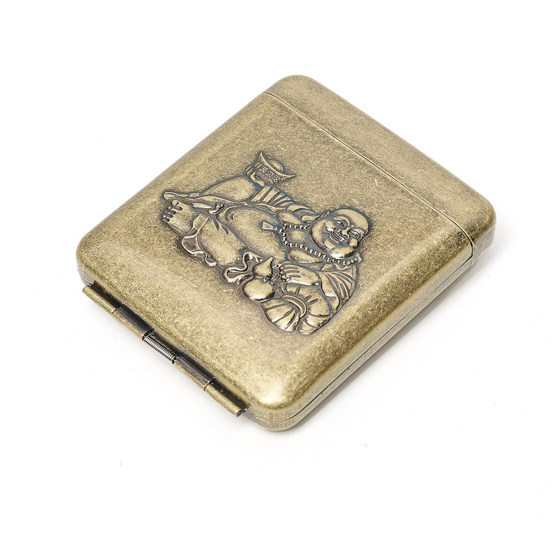 Метална кутия за цигари с двустранен капак, вместимост 20 цигари, преносима и устойчива на натиск, минималистичен дизайн