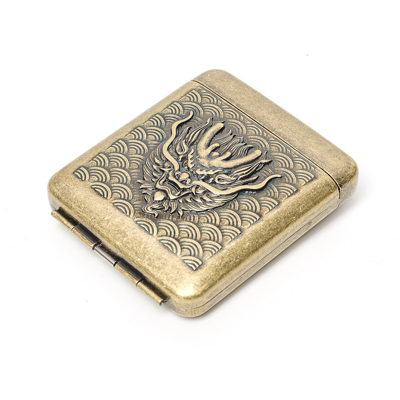 Метална кутия за цигари с двустранен капак, вместимост 20 цигари, преносима и устойчива на натиск, минималистичен дизайн