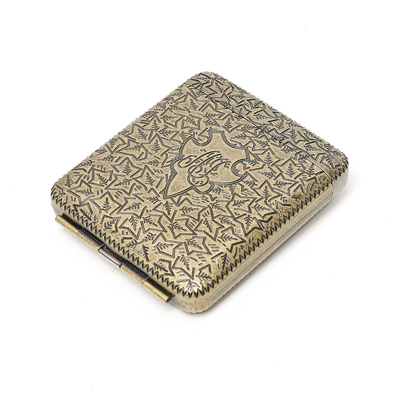 Метална кутия за цигари с двустранен капак, вместимост 20 цигари, преносима и устойчива на натиск, минималистичен дизайн