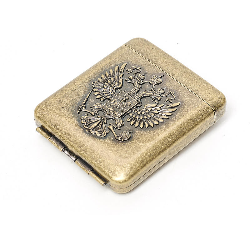 Метална кутия за цигари с двустранен капак, вместимост 20 цигари, преносима и устойчива на натиск, минималистичен дизайн