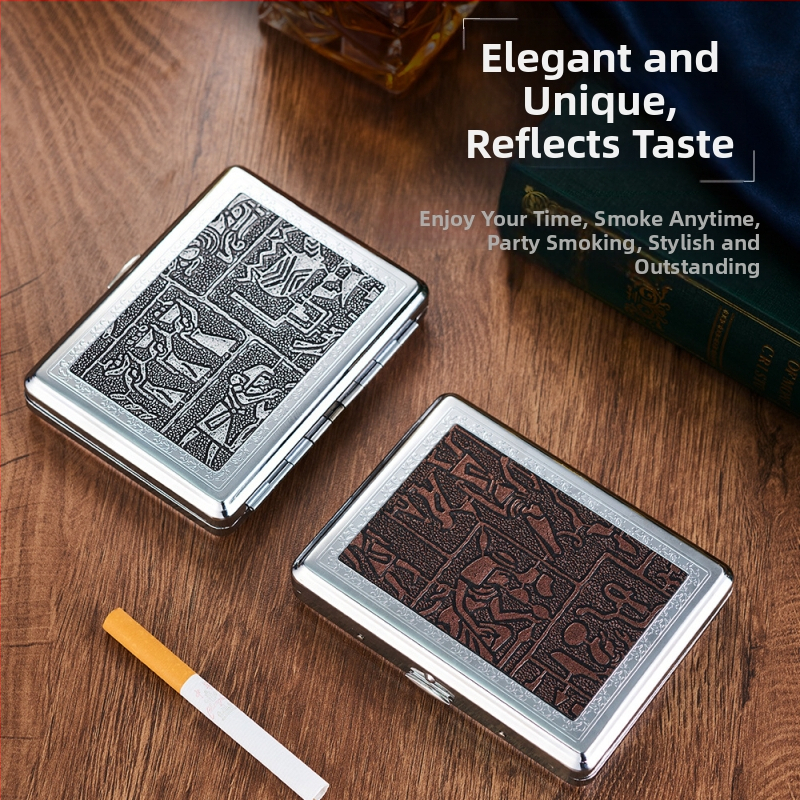 Metalinis cigarečių dėklas, šiuolaikiško paprasto stiliaus; pritaikymas prieinamas; logotipų spausdinimas įmanomas; kilmė Zhejiang.