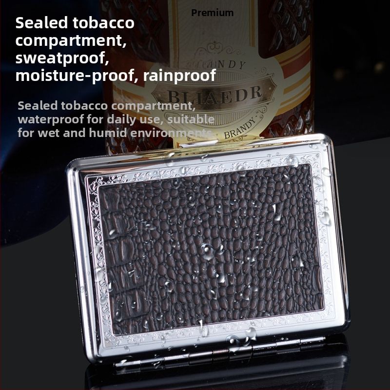 Metalinis cigarečių dėklas, šiuolaikiško paprasto stiliaus; pritaikymas prieinamas; logotipų spausdinimas įmanomas; kilmė Zhejiang.