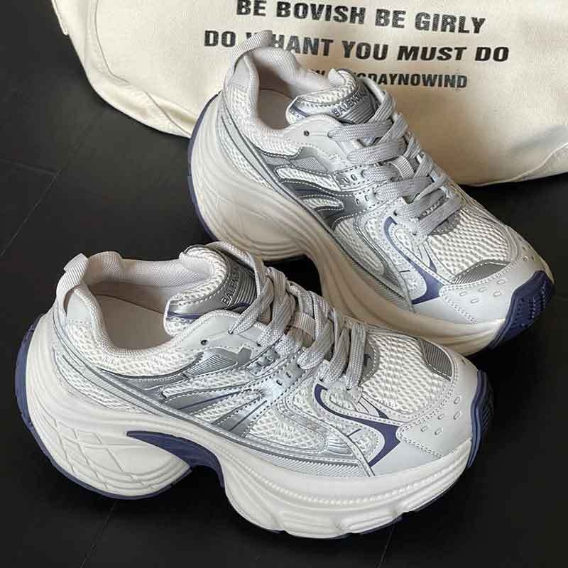 Vastag talpú dad shoes női cipő, microfiber felsőrész, gumi talp, PU talpbetét, fűződés