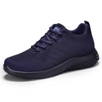 Pantofi sport pentru bărbați, talpă din poliuretan ușoară, partea superioară respirabilă fly-knit, închidere cu șireturi, vârf rotund, toc mic (1–3 cm)