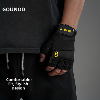 Puspirštinės rankšluos svorių kilnojimui - poliesterio pluošto delno apsauga, neslidžios, atsparios dėvėjimui, suaugusiems