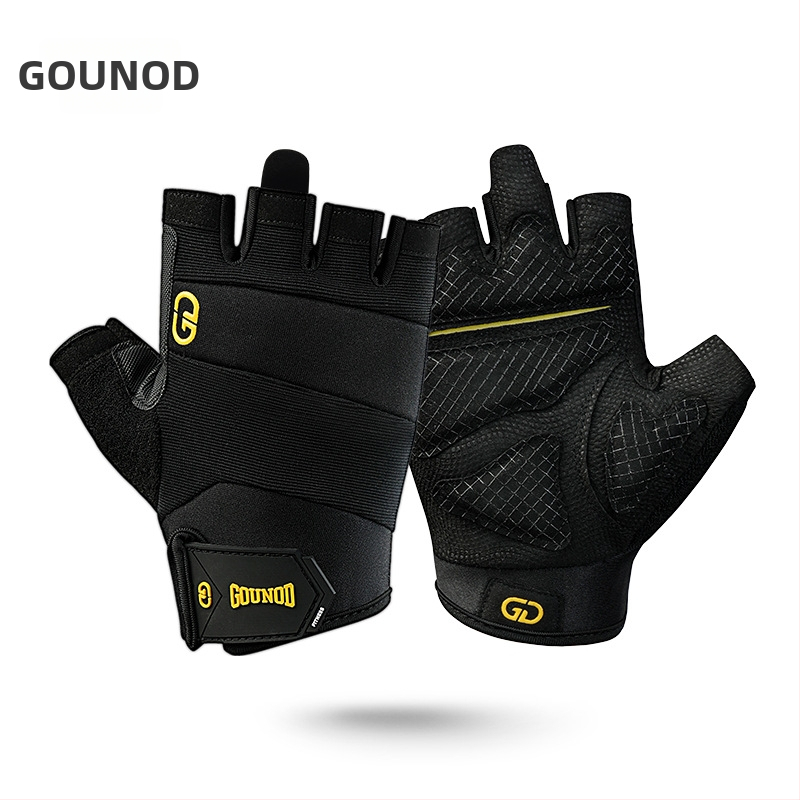 Puspirštinės rankšluos svorių kilnojimui - poliesterio pluošto delno apsauga, neslidžios, atsparios dėvėjimui, suaugusiems