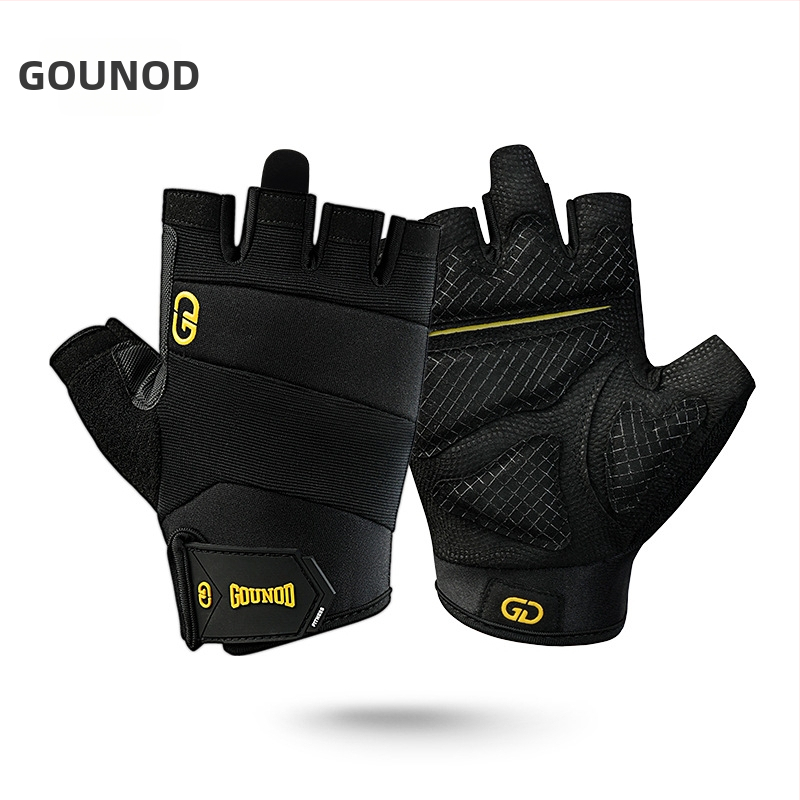 Puspirštinės rankšluos svorių kilnojimui - poliesterio pluošto delno apsauga, neslidžios, atsparios dėvėjimui, suaugusiems