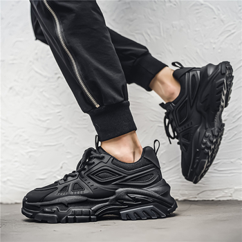 Pantofi tip Dad Shoes cu plasă respirabilă, partea superioară din PU mesh, talpă groasă, branț EVA