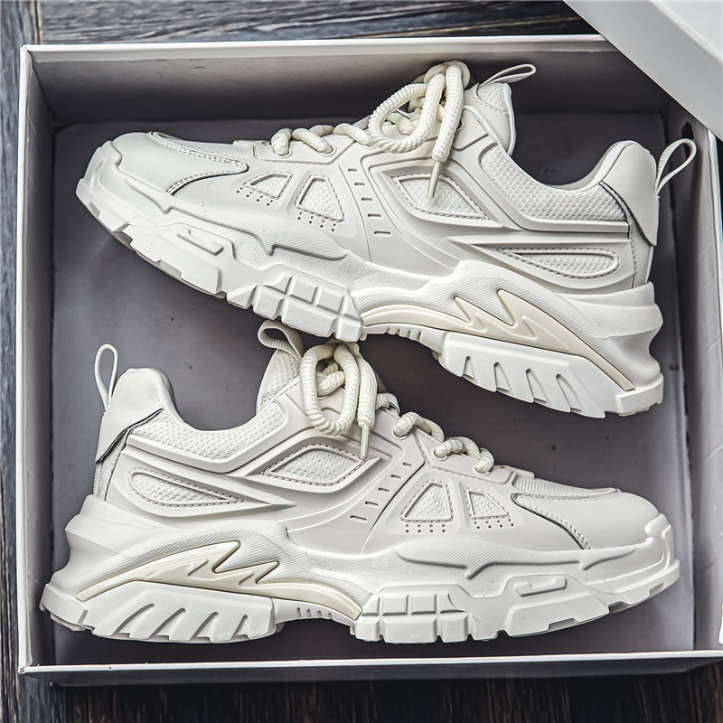 Pantofi tip Dad Shoes cu plasă respirabilă, partea superioară din PU mesh, talpă groasă, branț EVA