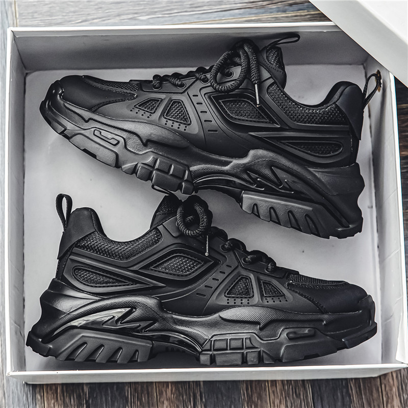 Pantofi tip Dad Shoes cu plasă respirabilă, partea superioară din PU mesh, talpă groasă, branț EVA