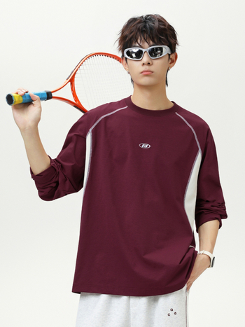 Μπλουζάκι με μακριά μανίκια, αντηλιακή προστασία, κεντημένο, χαλαρή γραμμή, 100% πολυεστέρας