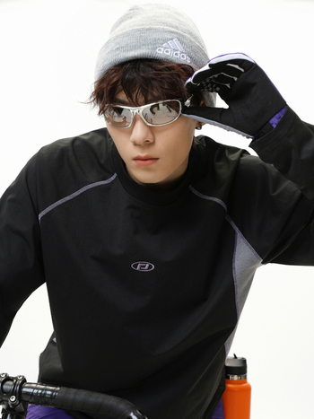 Μπλουζάκι με μακριά μανίκια, αντηλιακή προστασία, κεντημένο, χαλαρή γραμμή, 100% πολυεστέρας