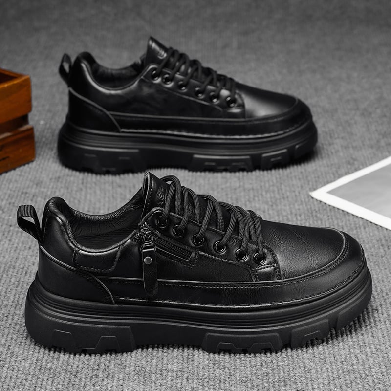 Vyriniai slip-on batai su PU viršumi, guminė padas, apvali nosis, žemas kulnas (1-3 cm)