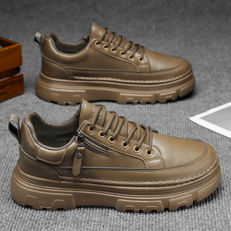 Vyriniai slip-on batai su PU viršumi, guminė padas, apvali nosis, žemas kulnas (1-3 cm)