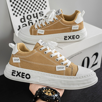 Vyriski drobės batai vasarai - kvėpuojantys, kasdieniai, apvalus pirštas, žemas kulnas