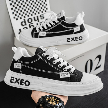 Vyriski drobės batai vasarai - kvėpuojantys, kasdieniai, apvalus pirštas, žemas kulnas