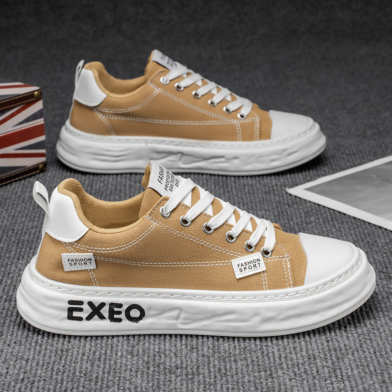 Vyriski drobės batai vasarai - kvėpuojantys, kasdieniai, apvalus pirštas, žemas kulnas