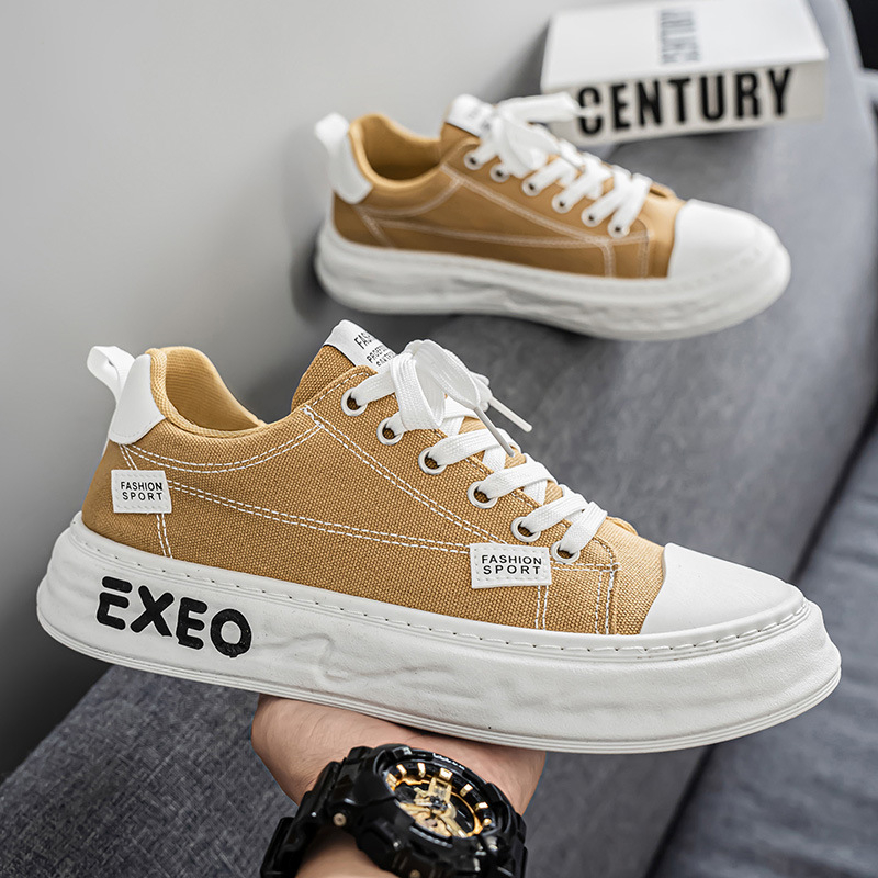 Vyriski drobės batai vasarai - kvėpuojantys, kasdieniai, apvalus pirštas, žemas kulnas